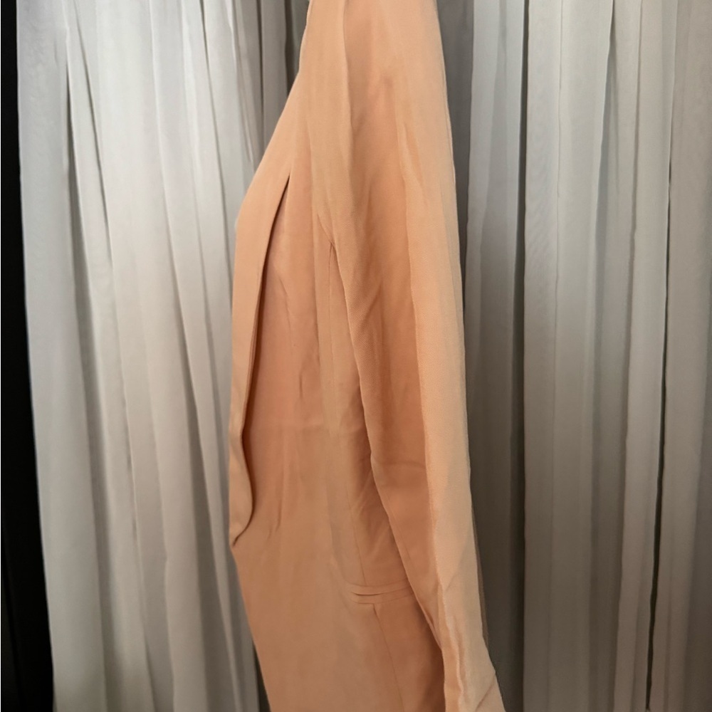Peach Open Front Blazer with Shawl Lapels and Long Sleeves - Picture 4 of 7